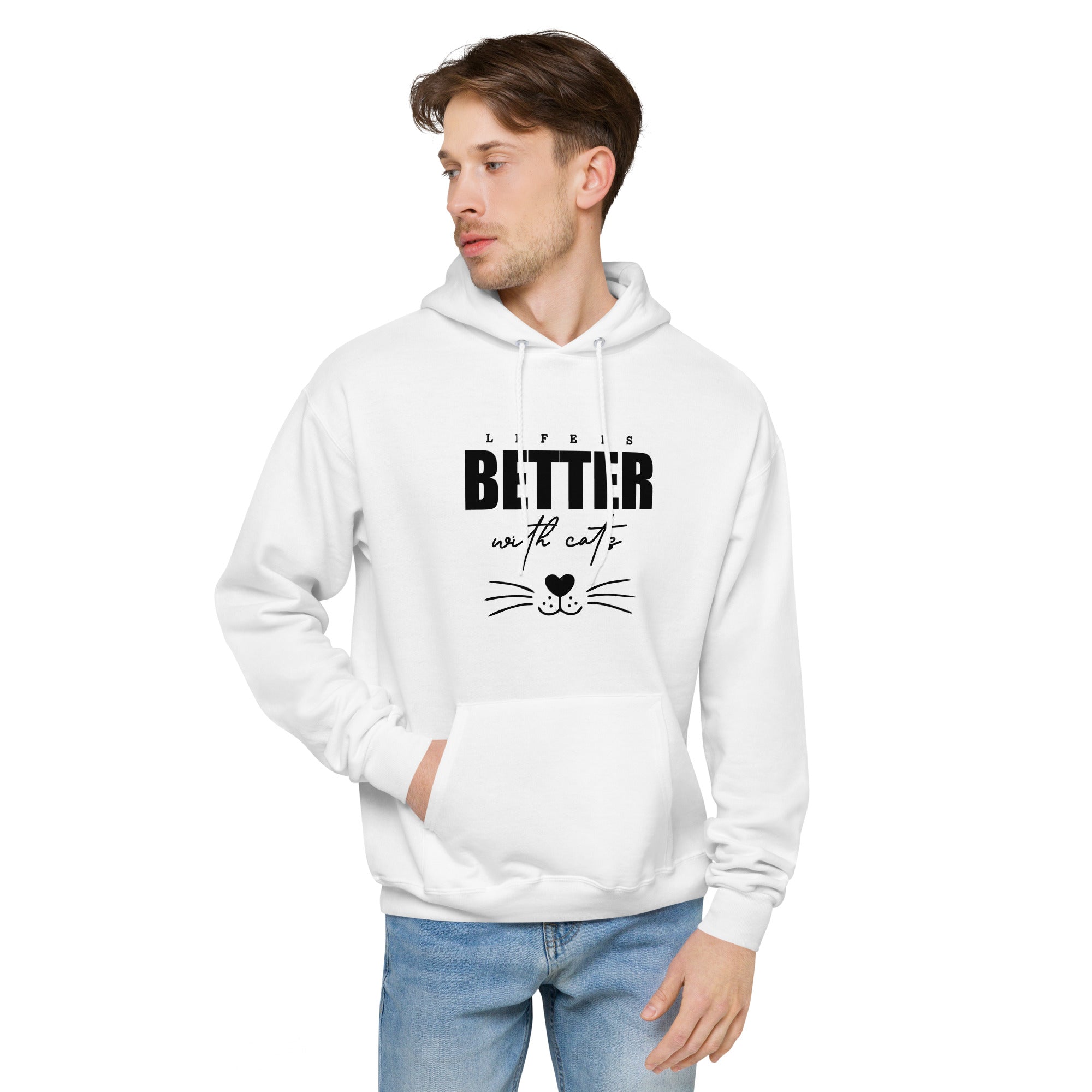 LIFE IS BETTER WITH CATS - Unisex fleece hoodie