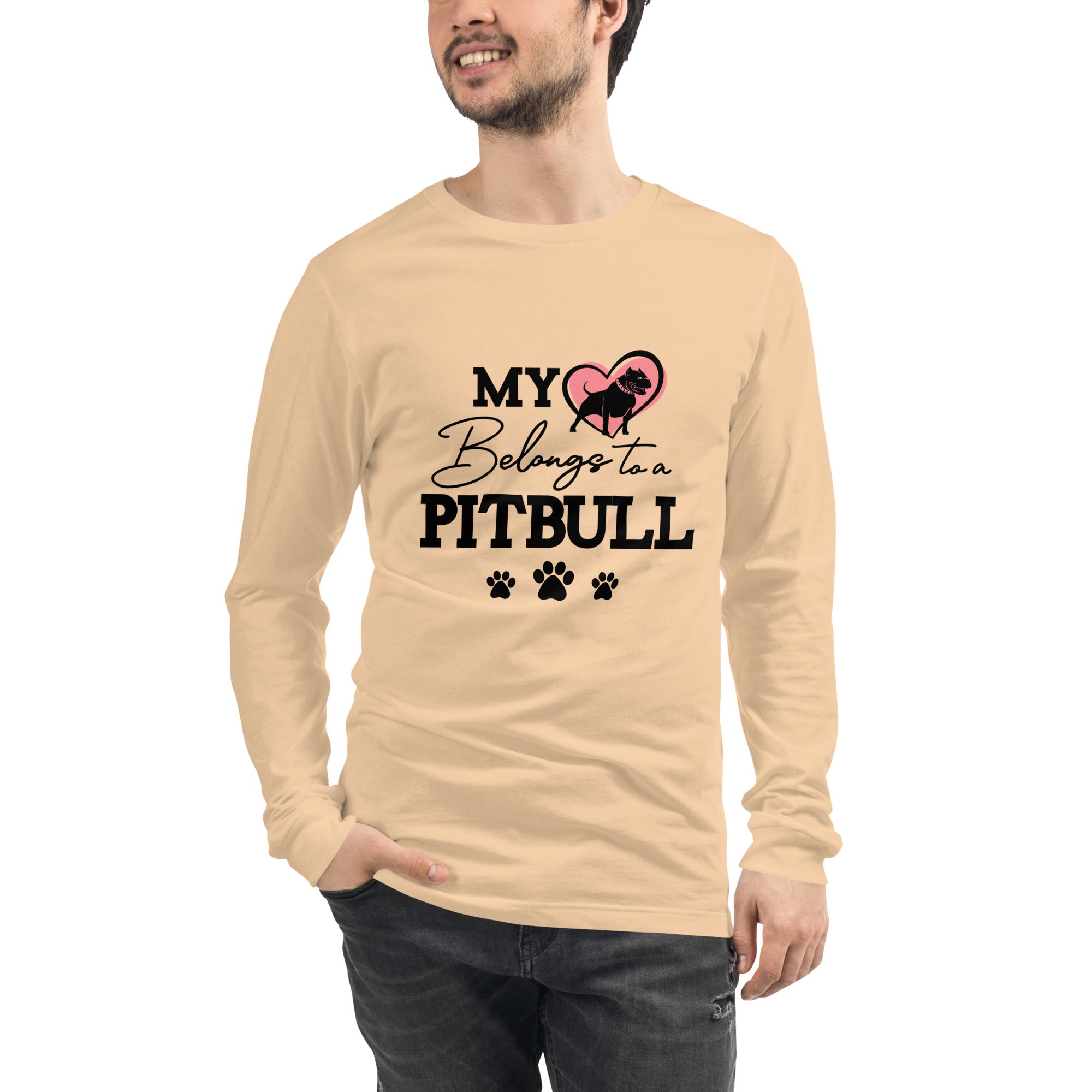 MY BELONGS TO A PITBULL - Unisex Long Sleeve Tee