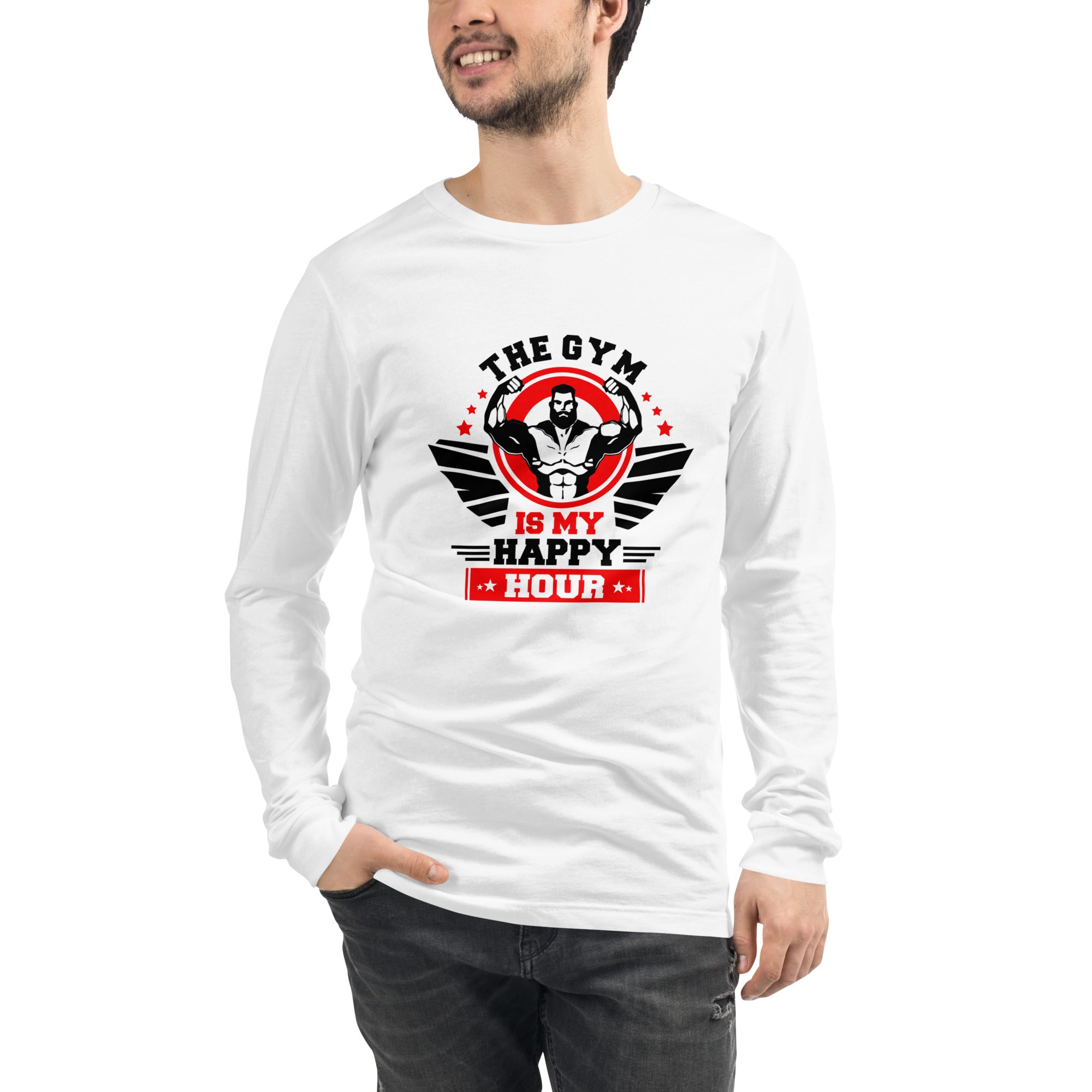 THE GYM IS MY HAPPY HOUR - Unisex Long Sleeve Tee