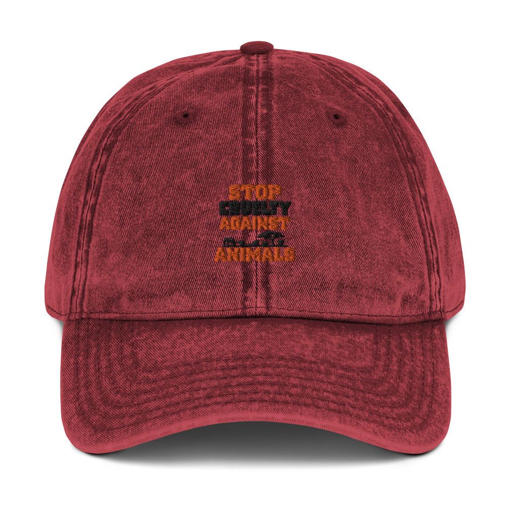STOP CRUELTY AGAINST ANIMALS - Vintage cotton Twill Cap