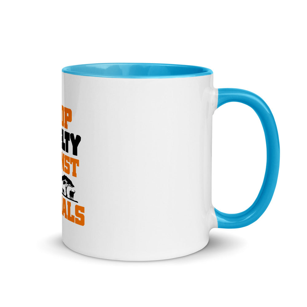 STOP CRUELTY AGAINST ANIMALS - Mug with Color Inside