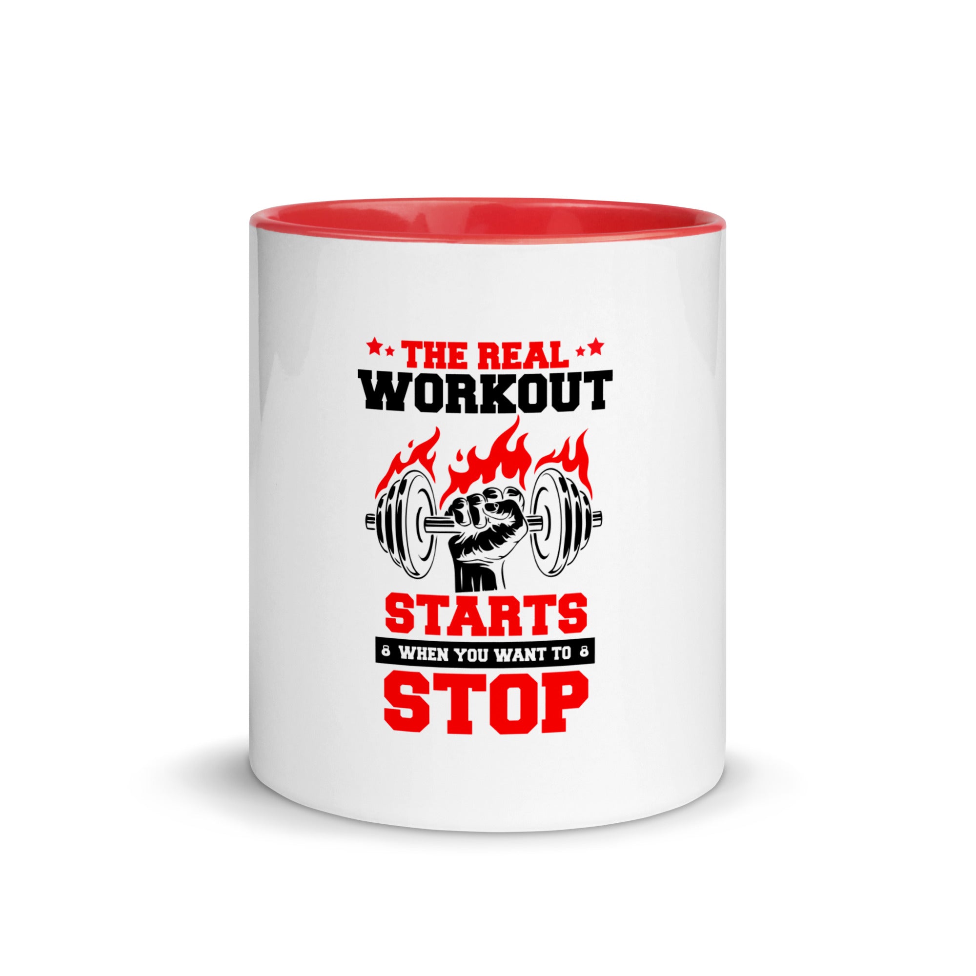 THE REAL WORKOUT STARTS - Mug with Color Inside