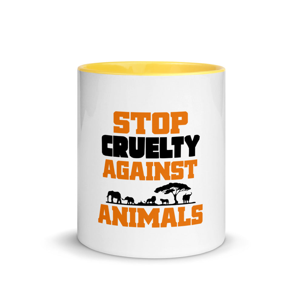 STOP CRUELTY AGAINST ANIMALS - Mug with Color Inside