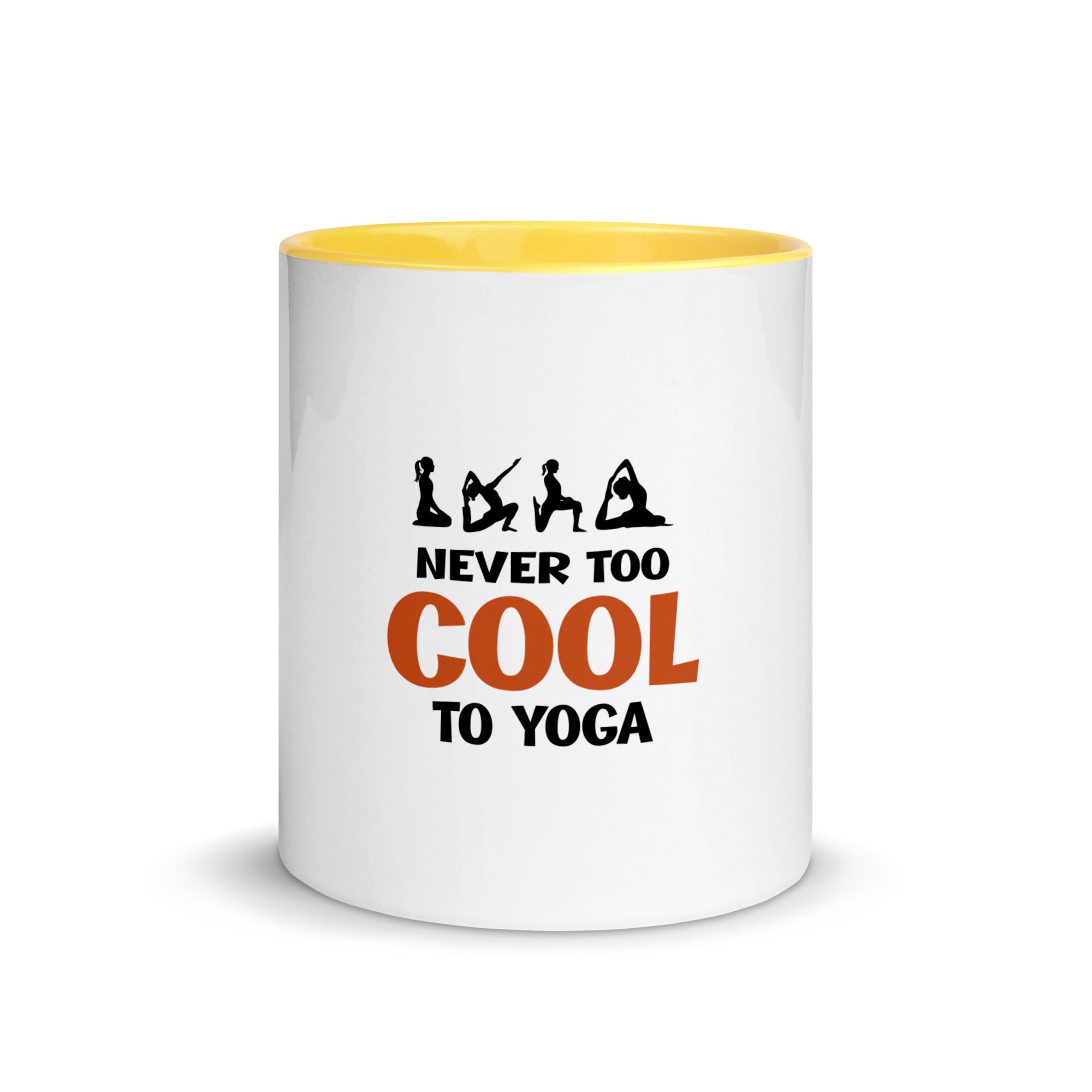 NEVER TOO COOL TO YOGA - Mug with Color Inside