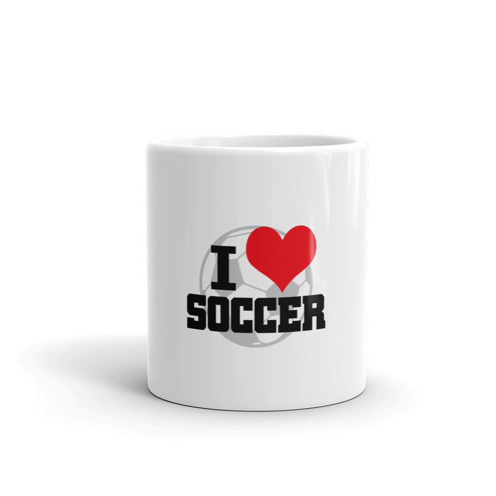 I LOVE SOCCER - White glossy mug