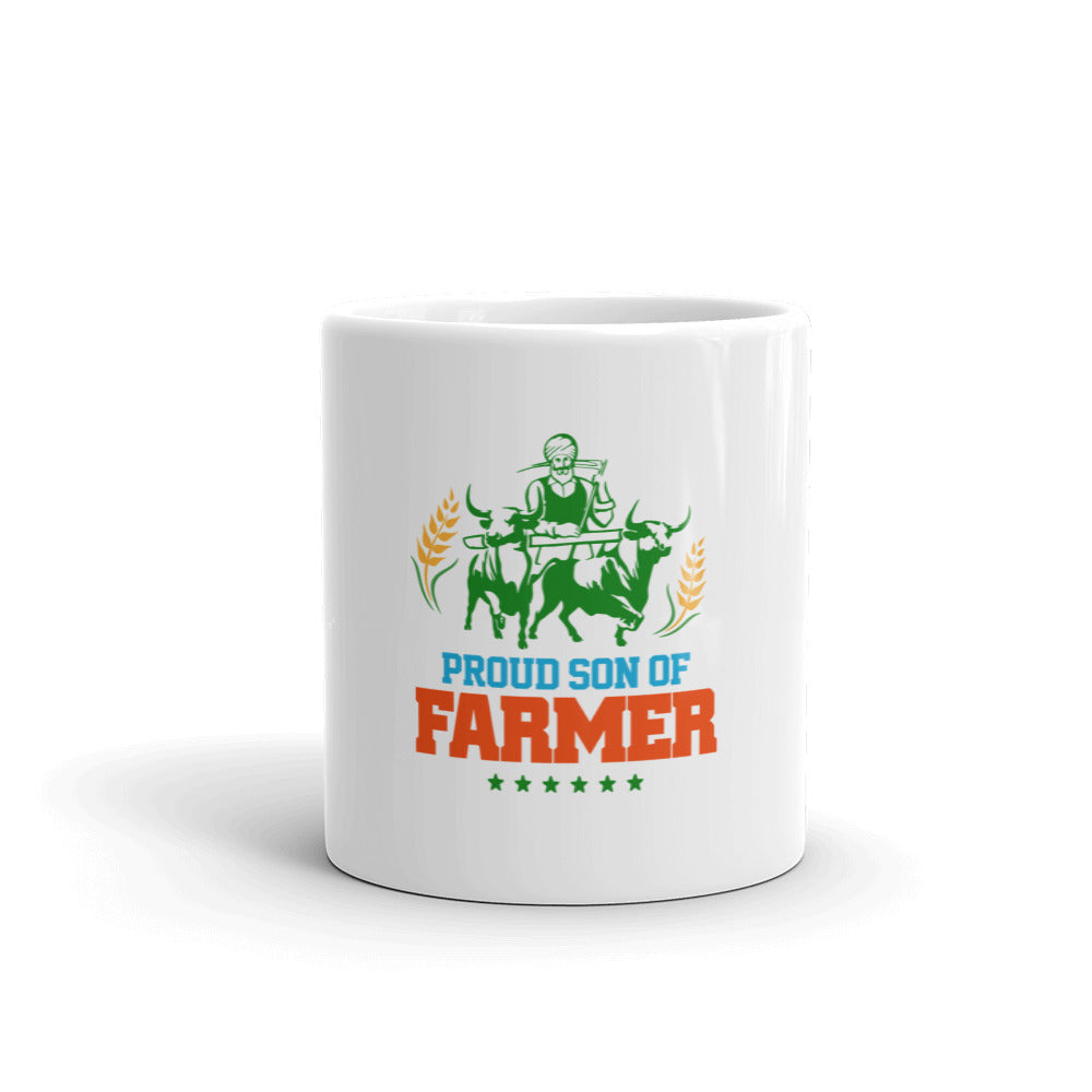 PROUD SON OF FARMER - White glossy mug