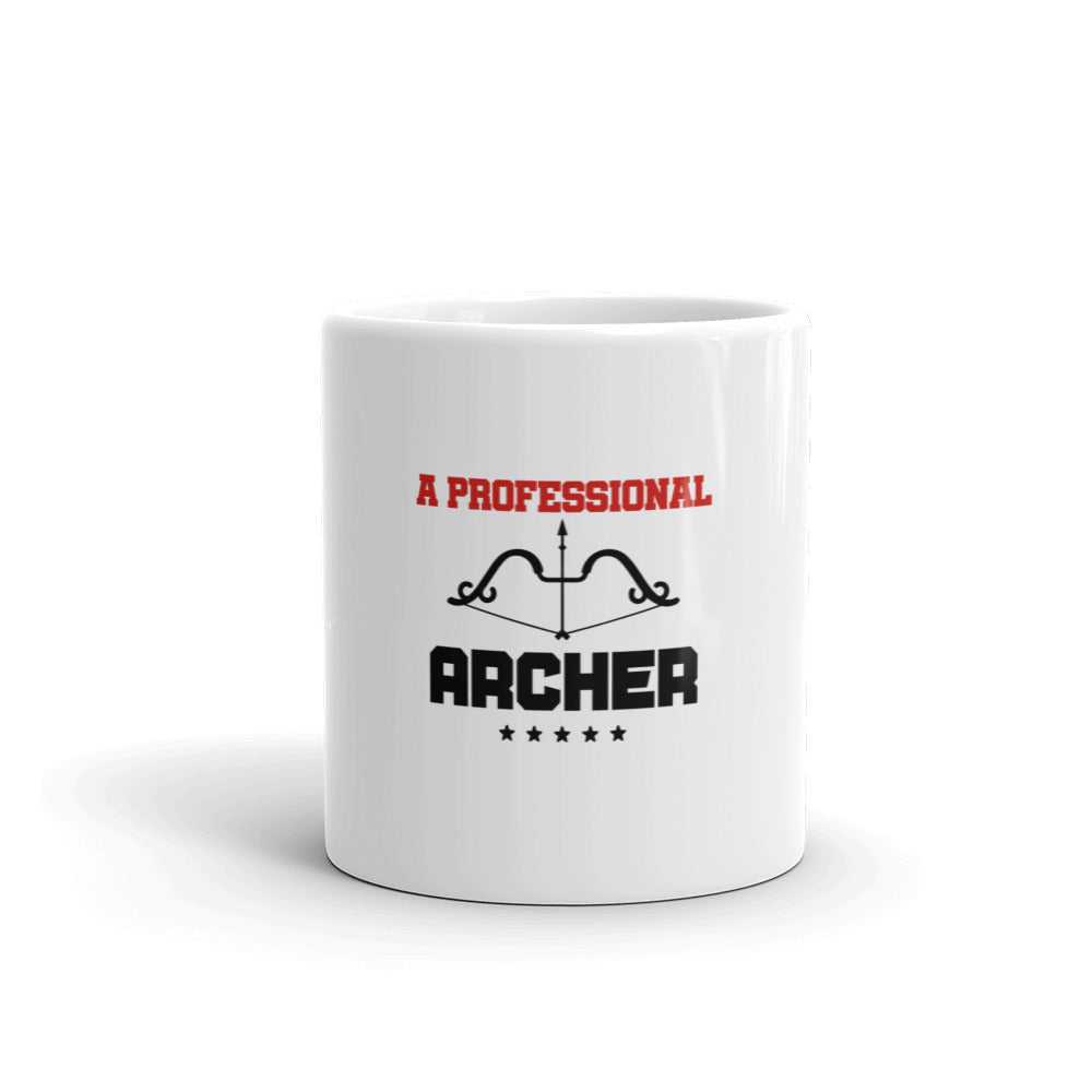 A PROFESSIONAL ARCHER - White glossy mug