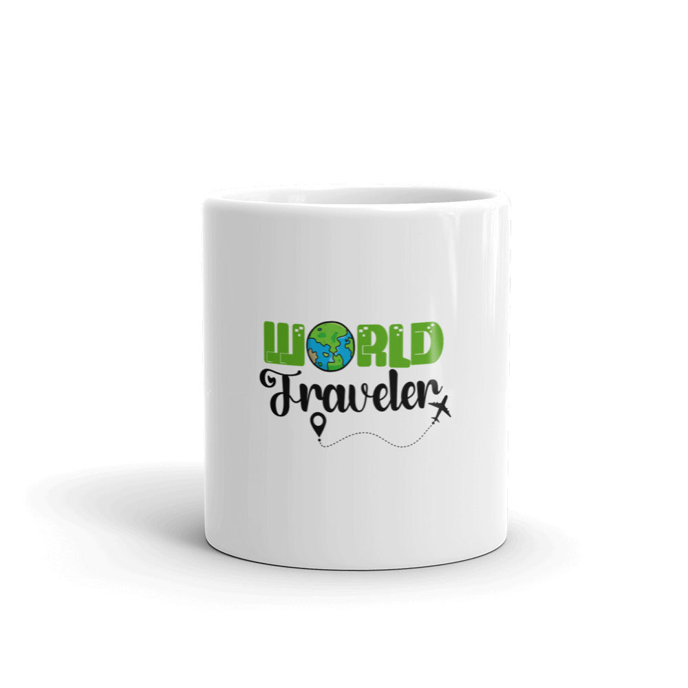 WORLD TRAVELER - White glossy mug