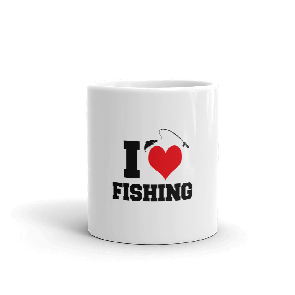 I LOVE FISHING - White glossy mug