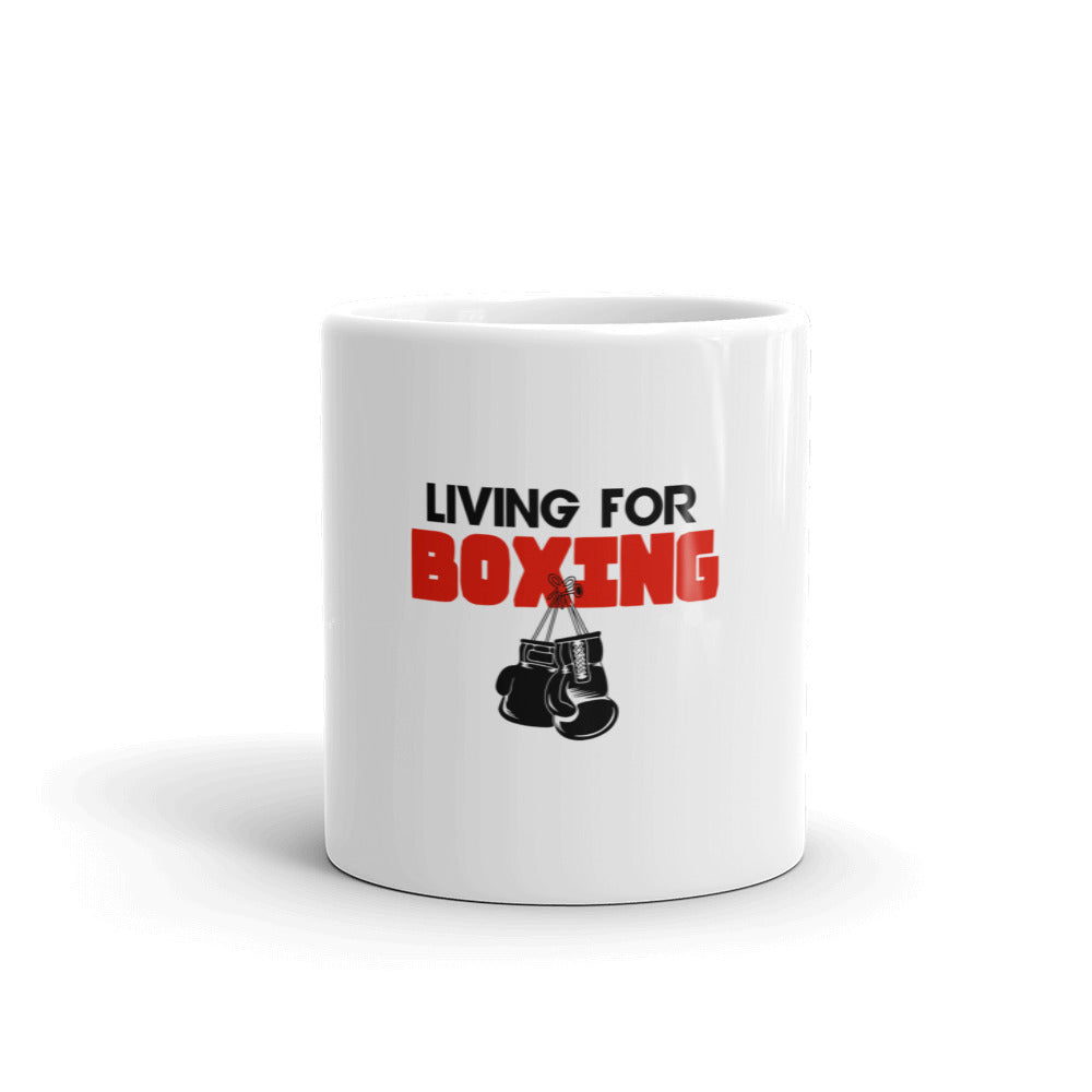 LIVING FOR BOXING - White glossy mug