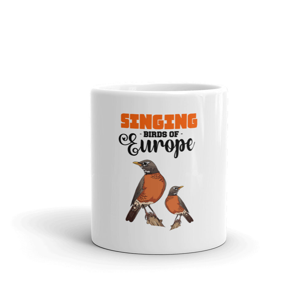 SINGING BIRDS OF EUROPE - White glossy mug