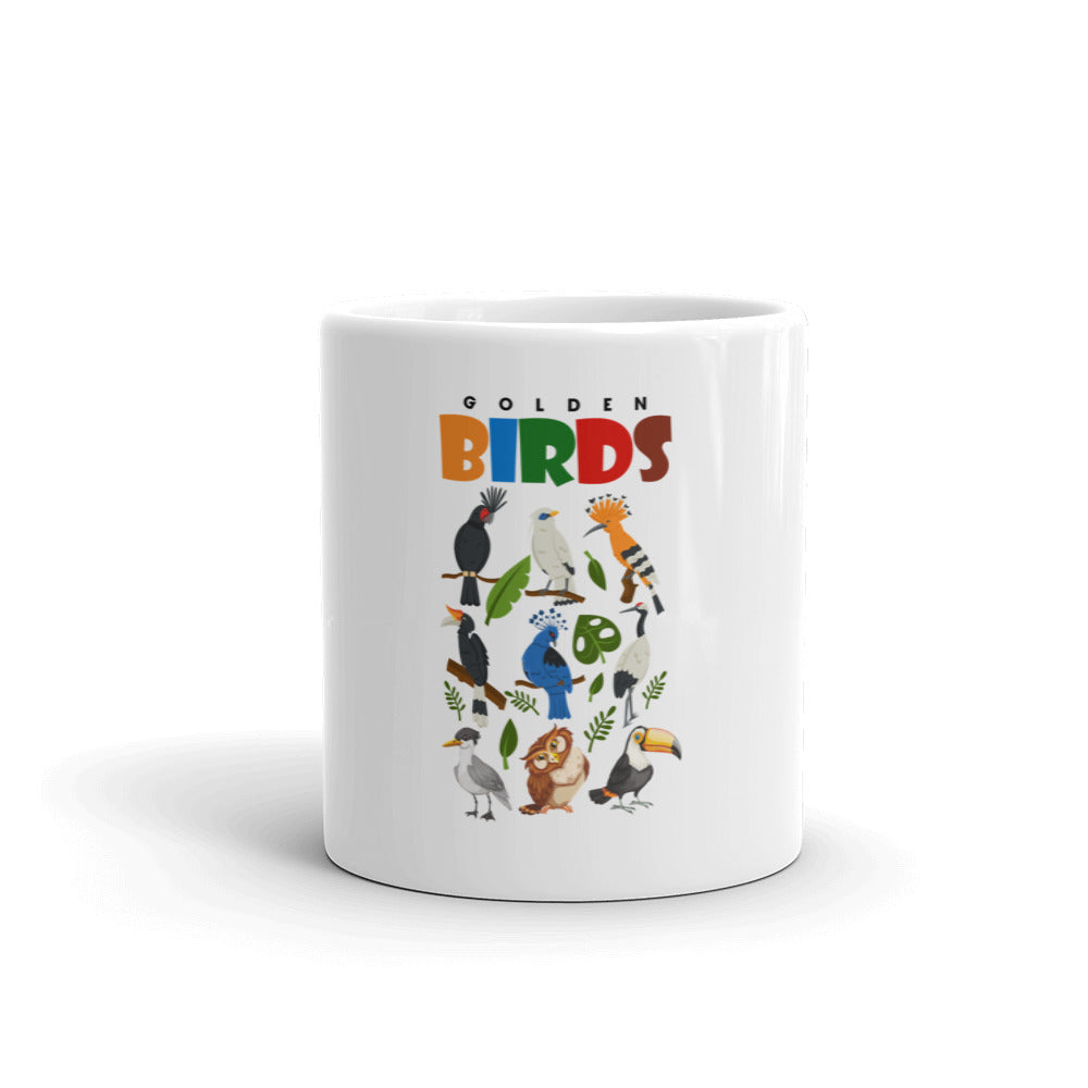 GOLDEN BIRDS - White glossy mug