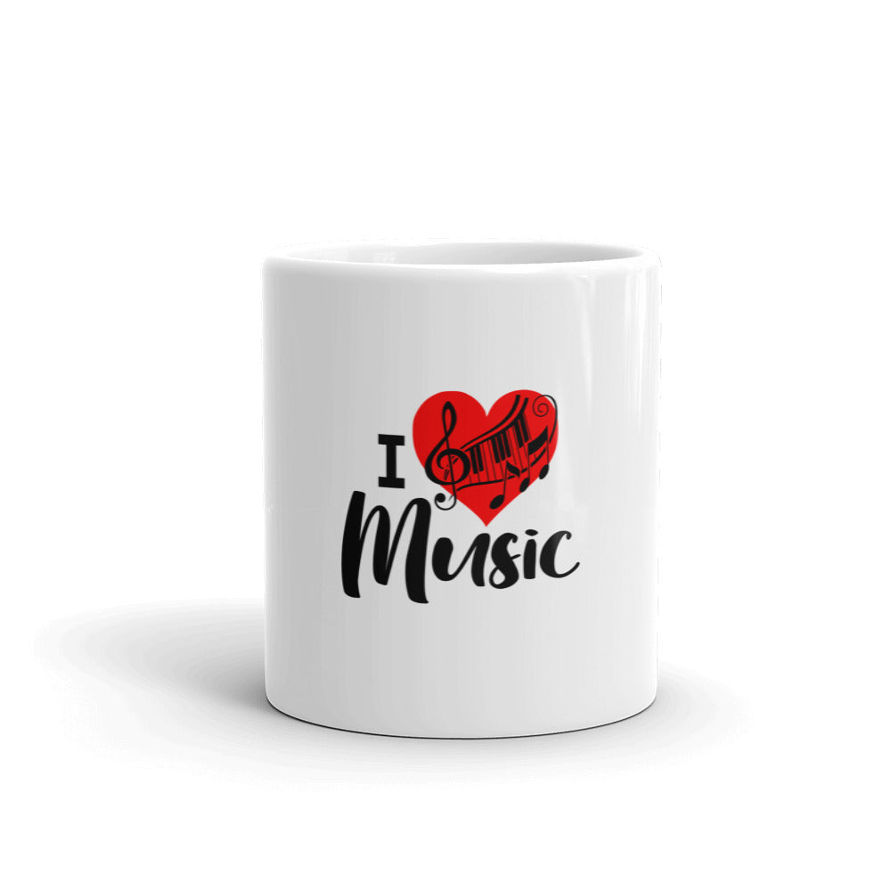 I LOVE MUSIC - White glossy mug