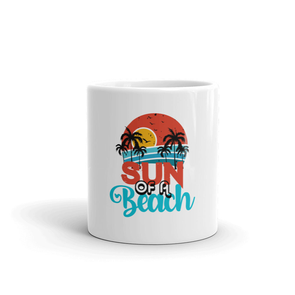 SUN OF A BEACH - White glossy mug