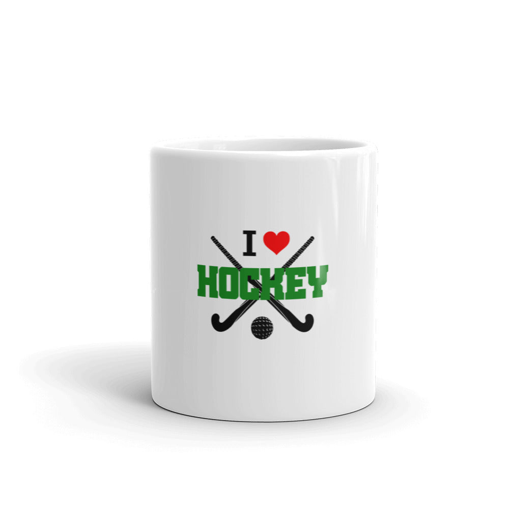 I LOVE HOCKEY - White glossy mug