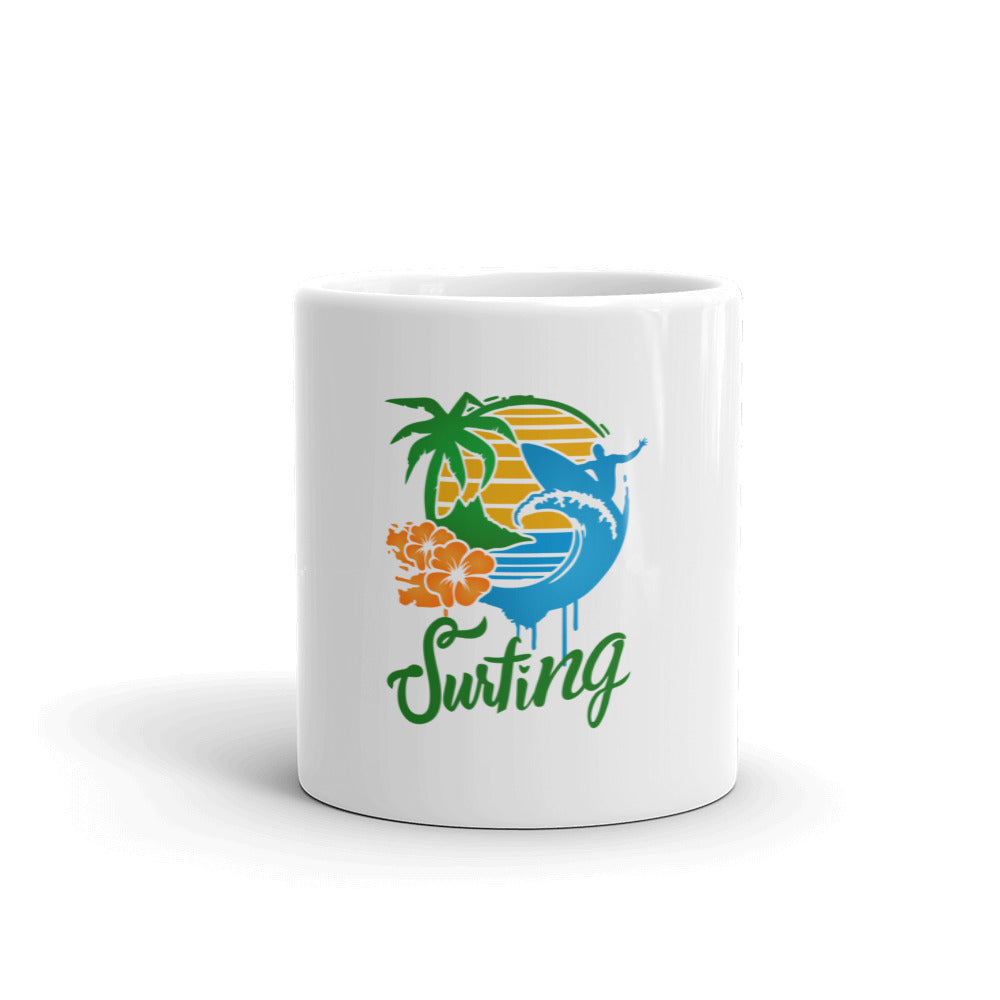 SURFING - White glossy mug