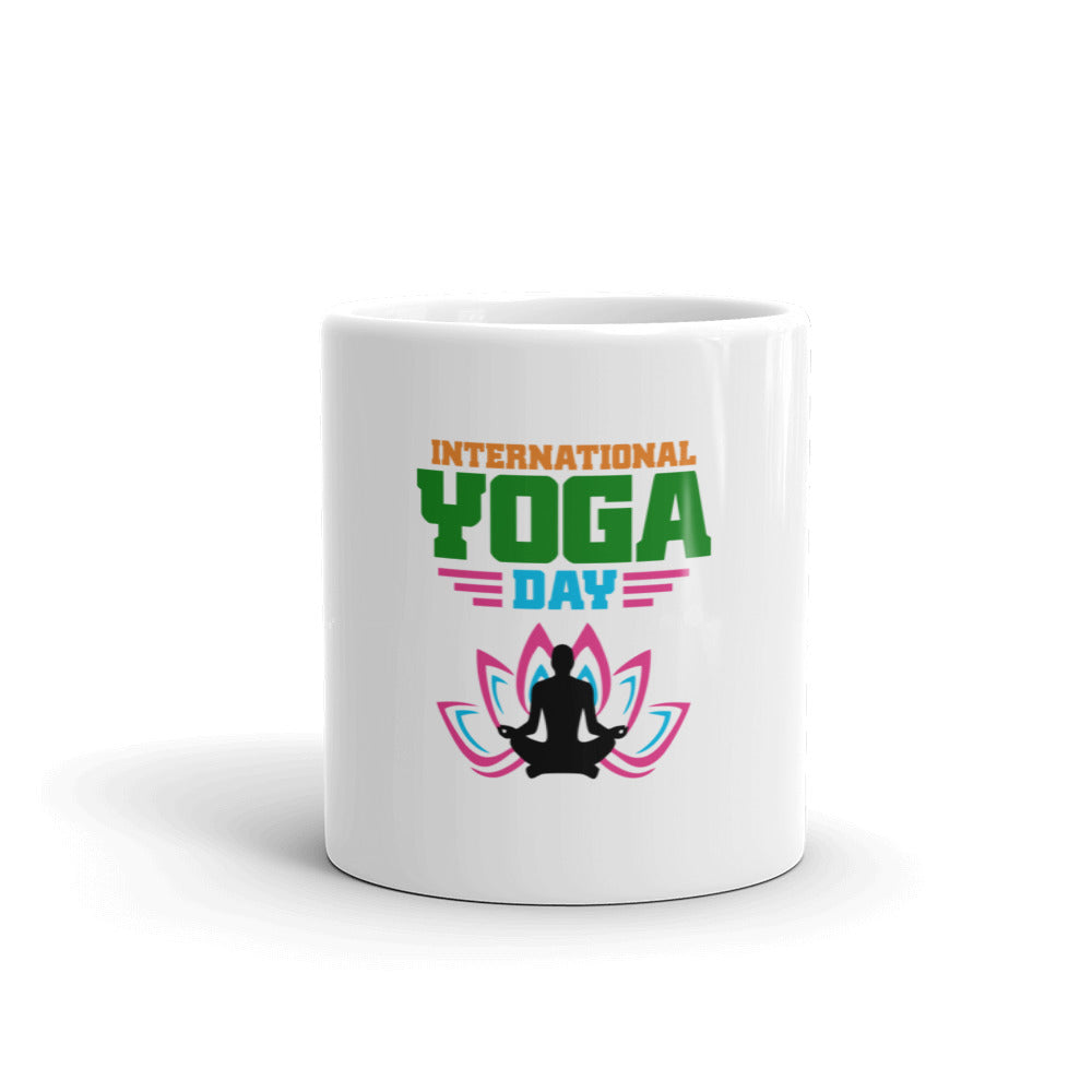 INTERNATIONAL YOGA DAY - White glossy mug