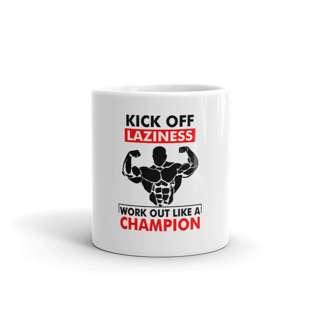 KICK OFF LAZINESS - White glossy mug