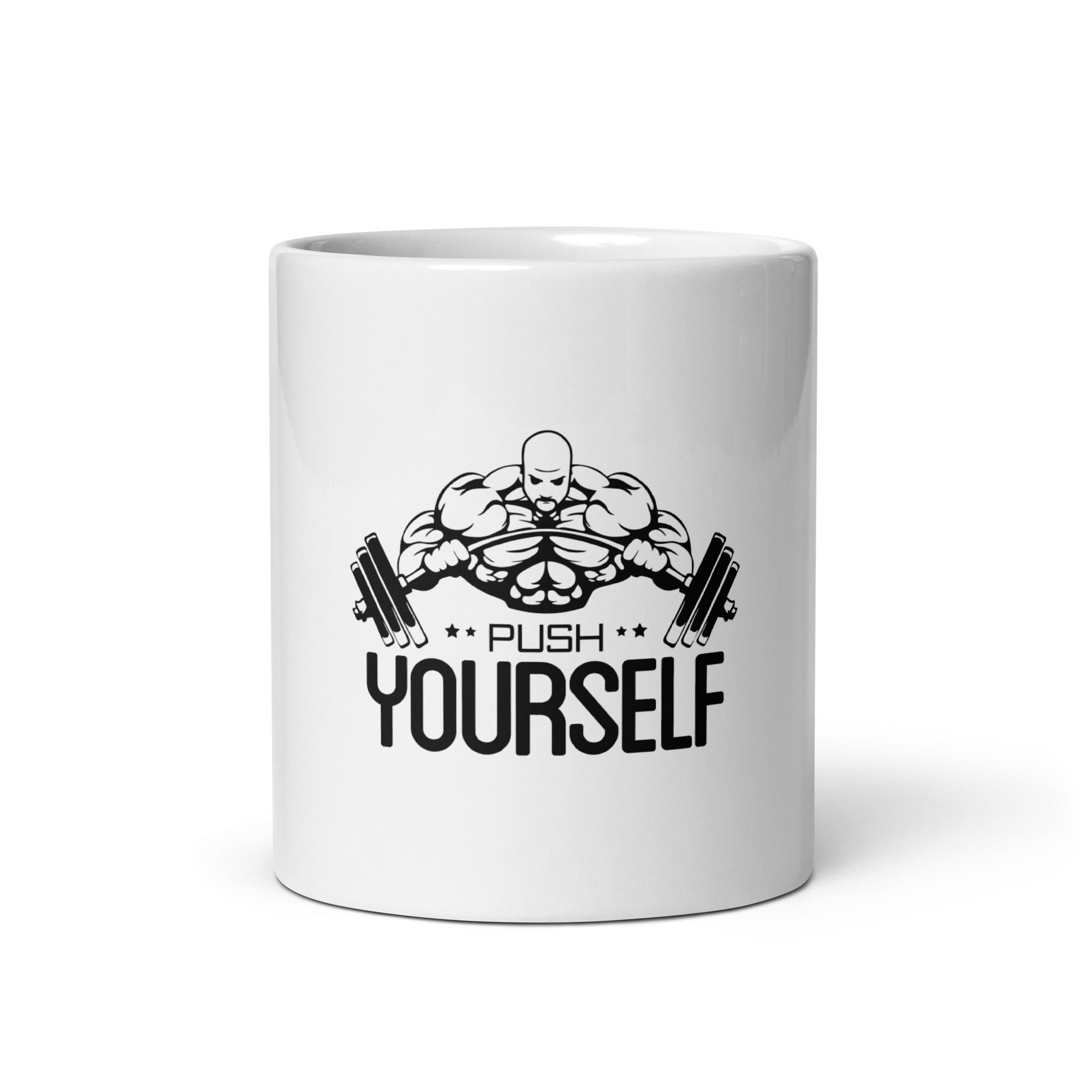PUSH YOURSELF - White glossy mug