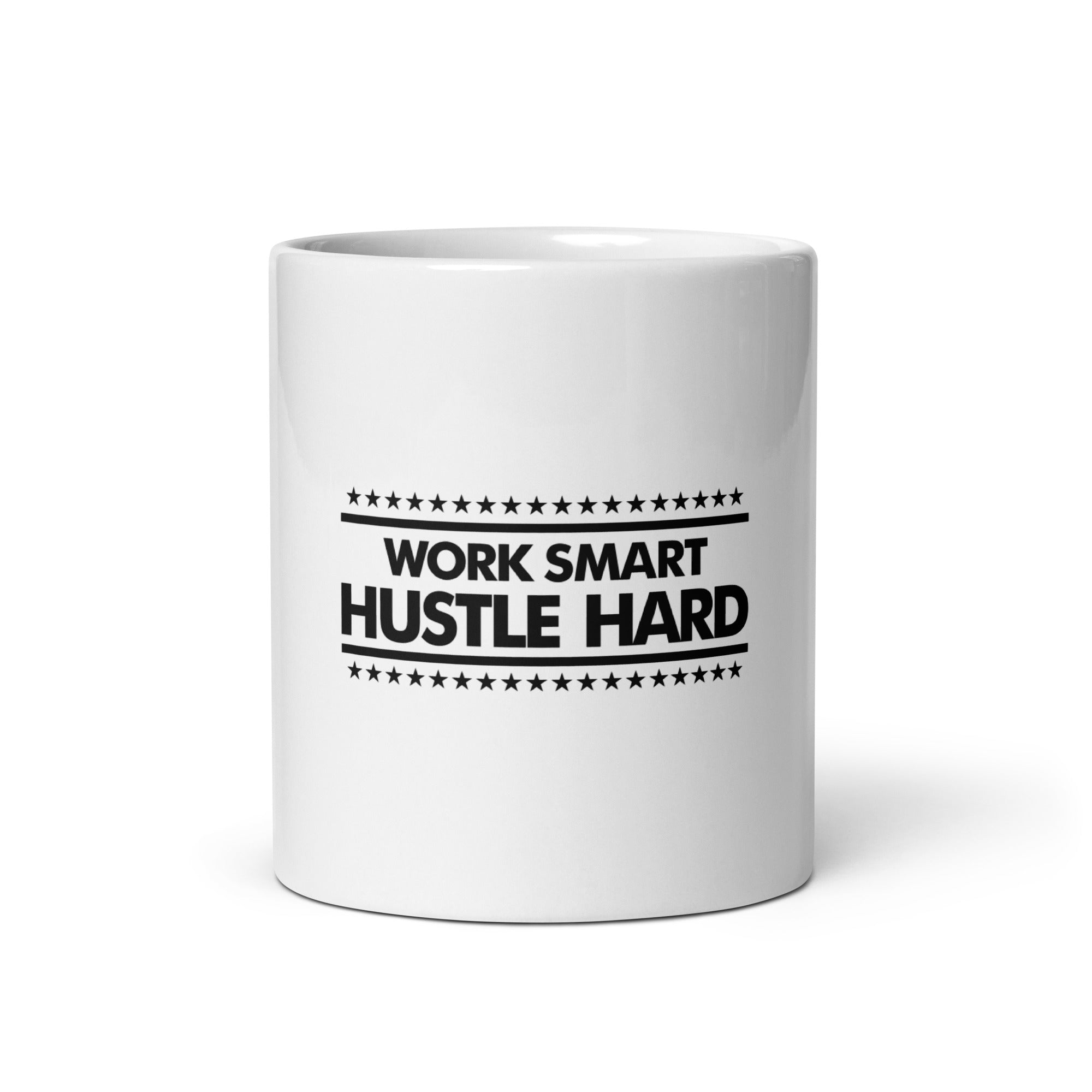 WORK SMART HUSTLE HARD - White glossy mug