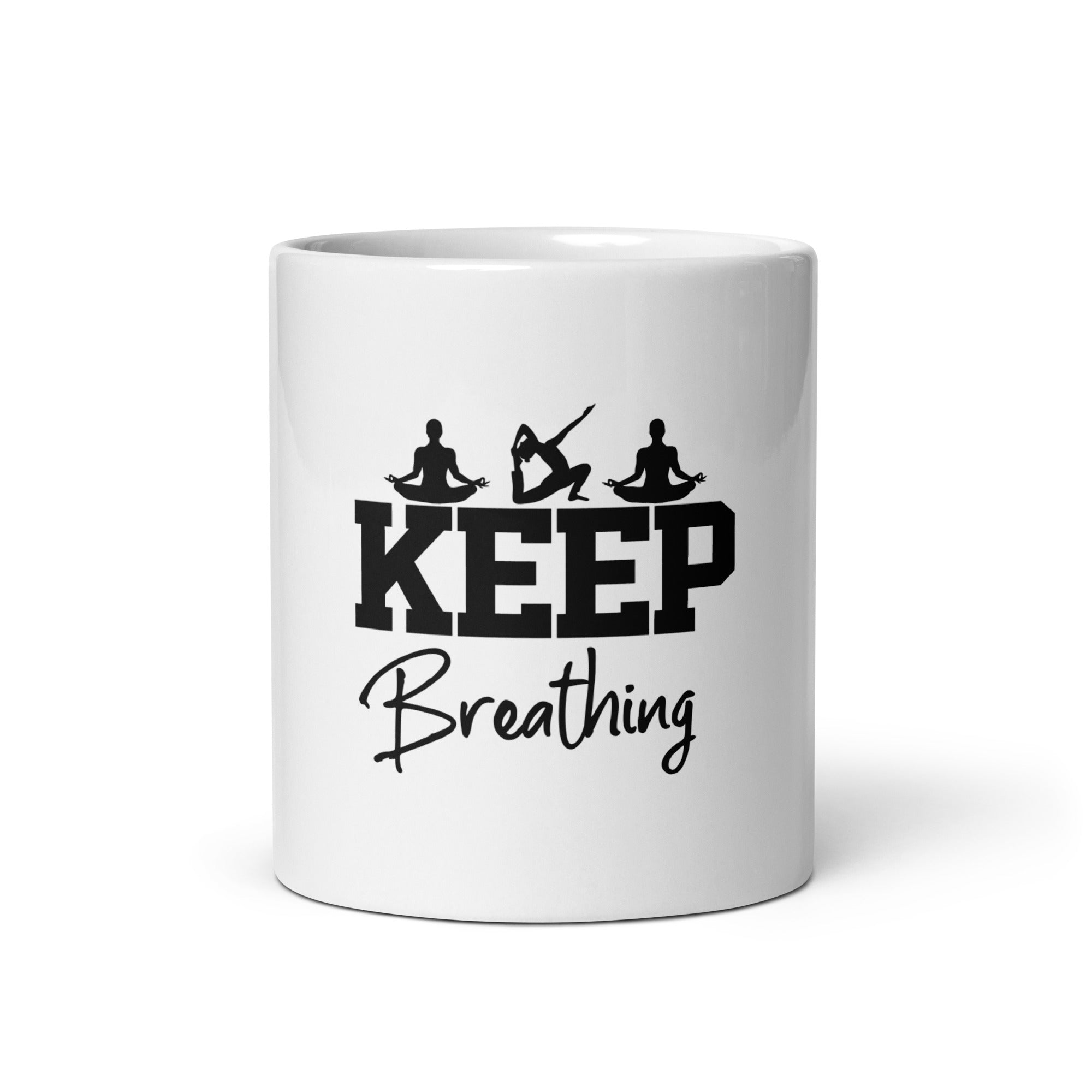 KEEP BREATHING - White glossy mug
