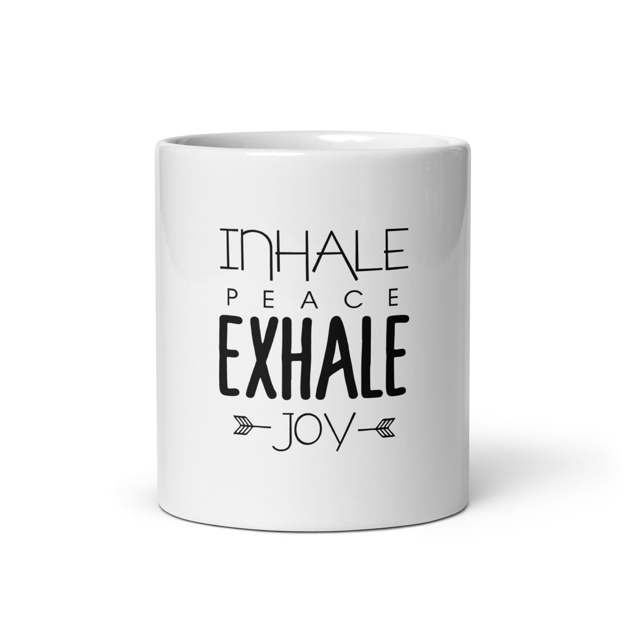 INHALE PEACE EXHALE JOY - White glossy mug