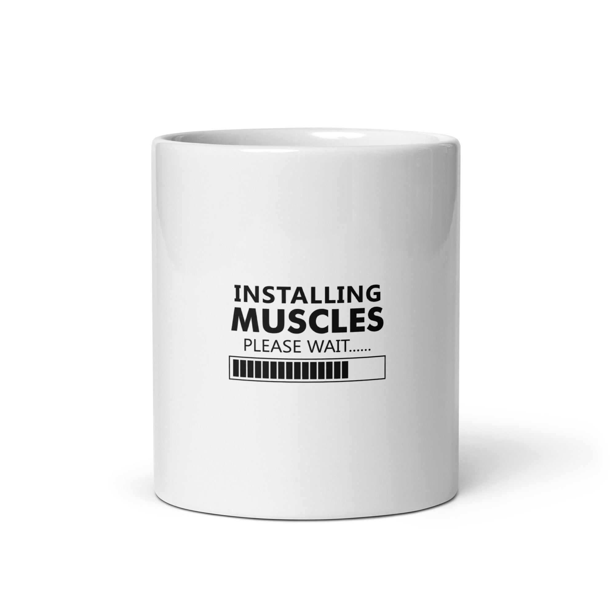 INSTALLING MUSCLES - White glossy mug