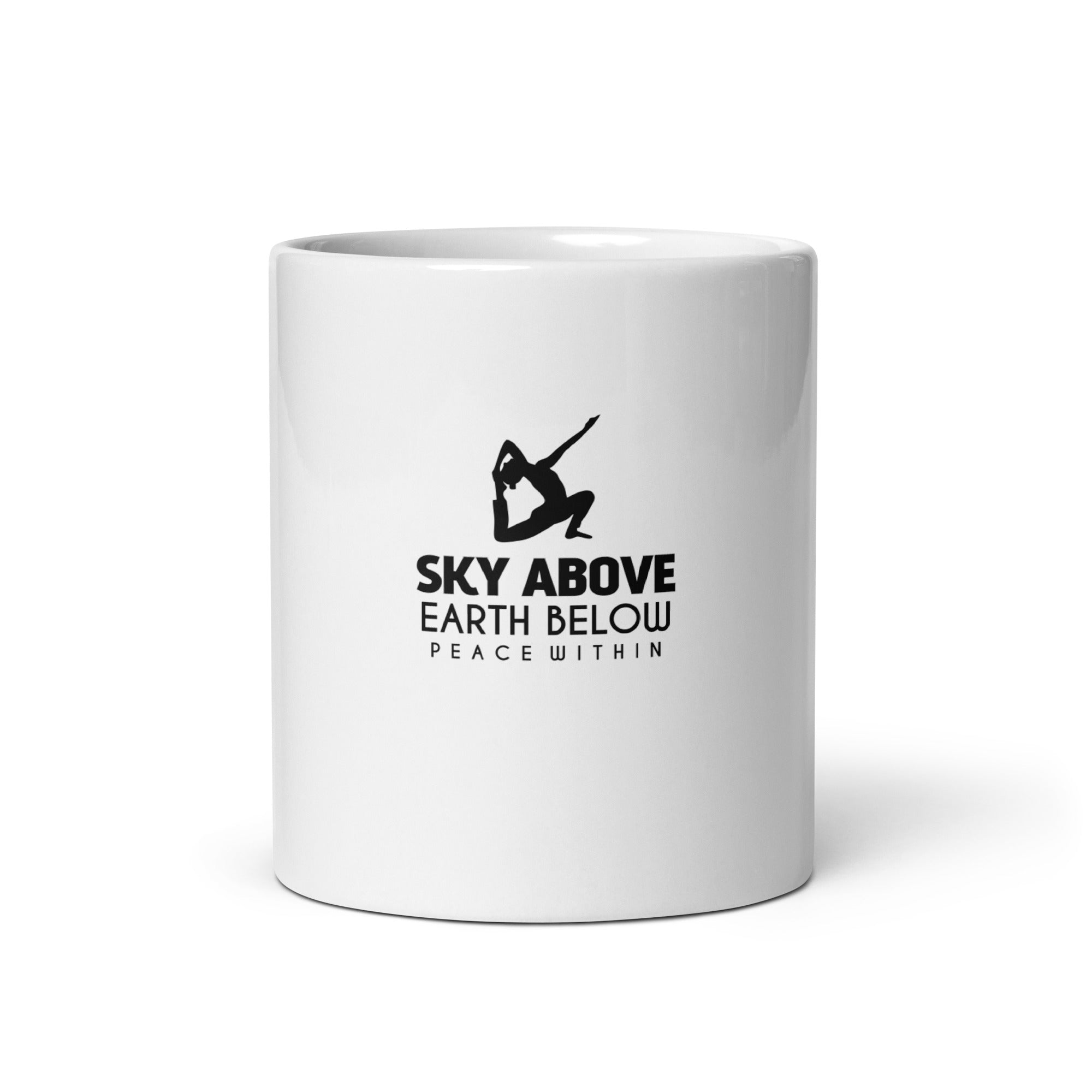 SKY ABOVE EARTH BELOW - White glossy mug