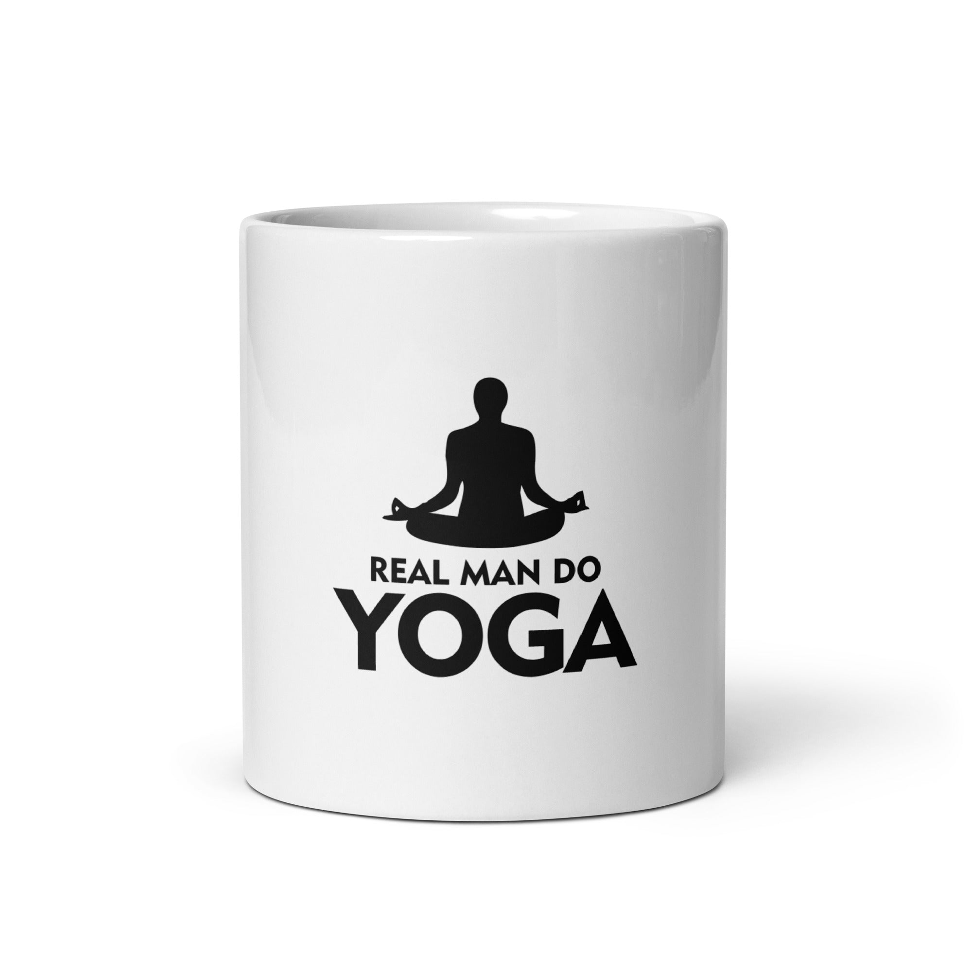 REAL MAN DO YOGA - White glossy mug