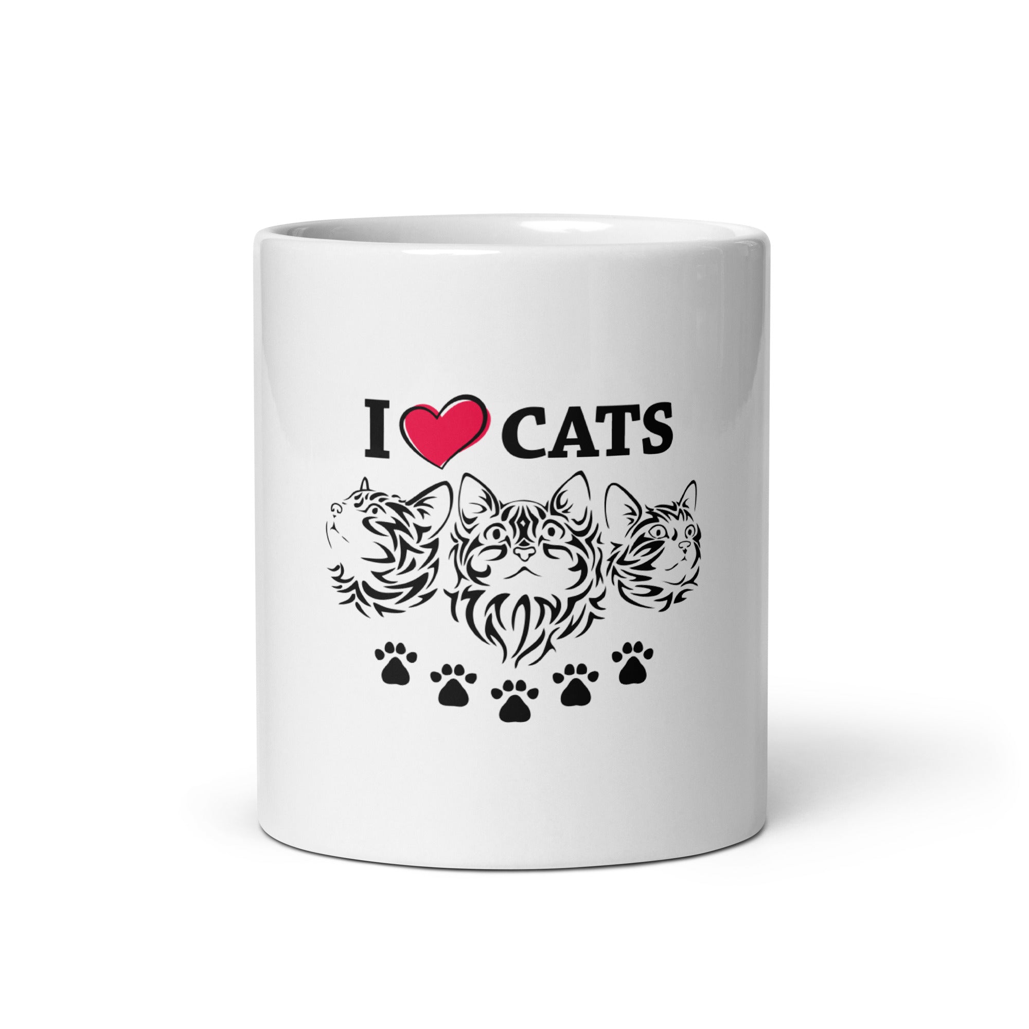 I LOVE CATS - White glossy mug