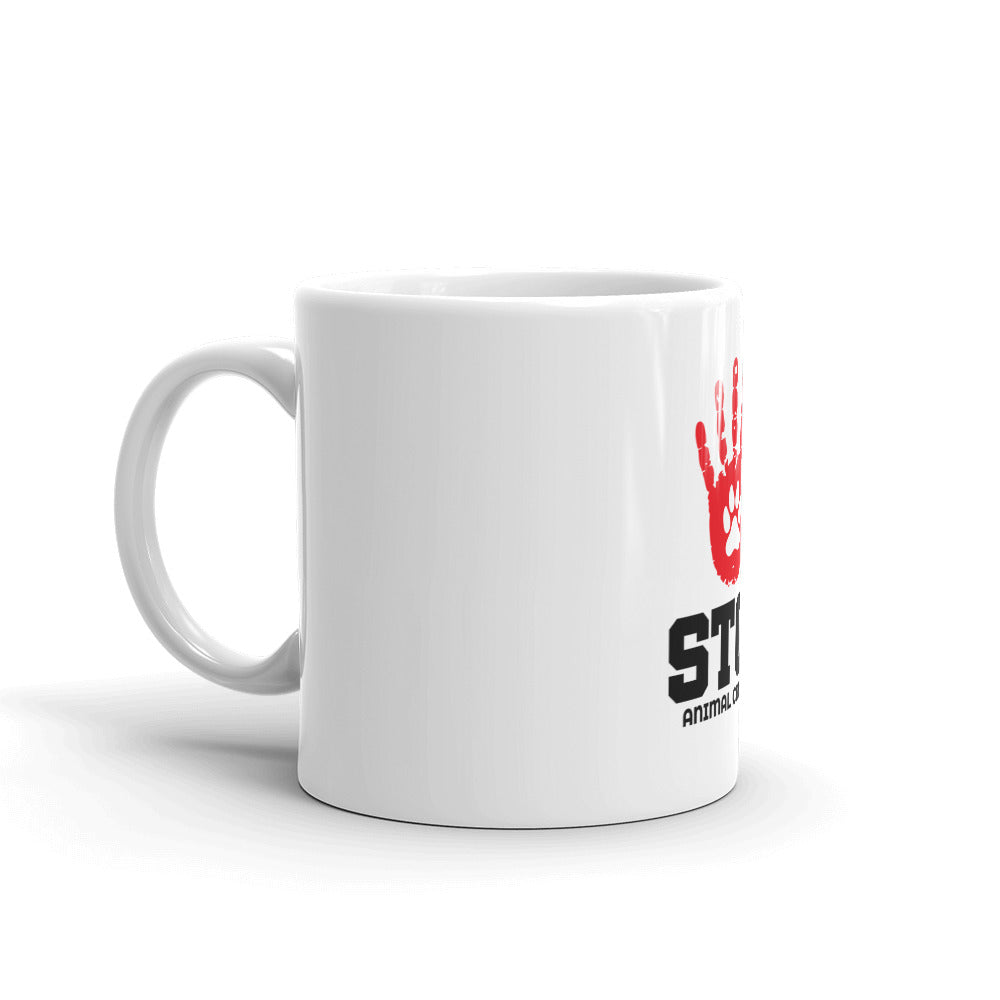 STOP ANIMAL CRUELTY - White glossy mug