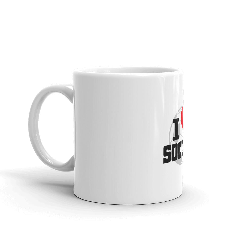 I LOVE SOCCER - White glossy mug