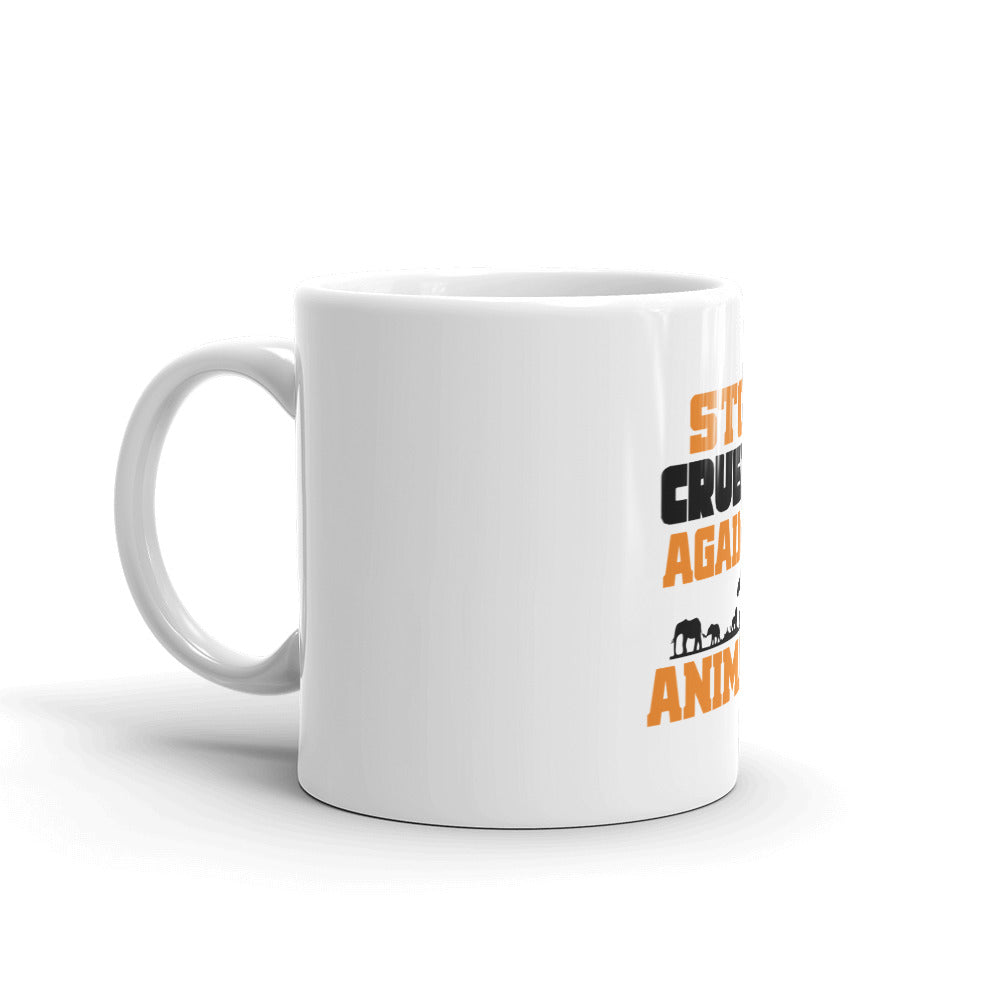 STOP CRUELTY AGAINST ANIMALS - White glossy mug