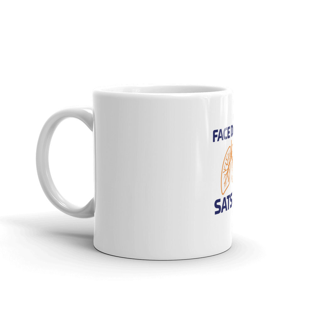 FACE DOWN SATS UP - White glossy mug