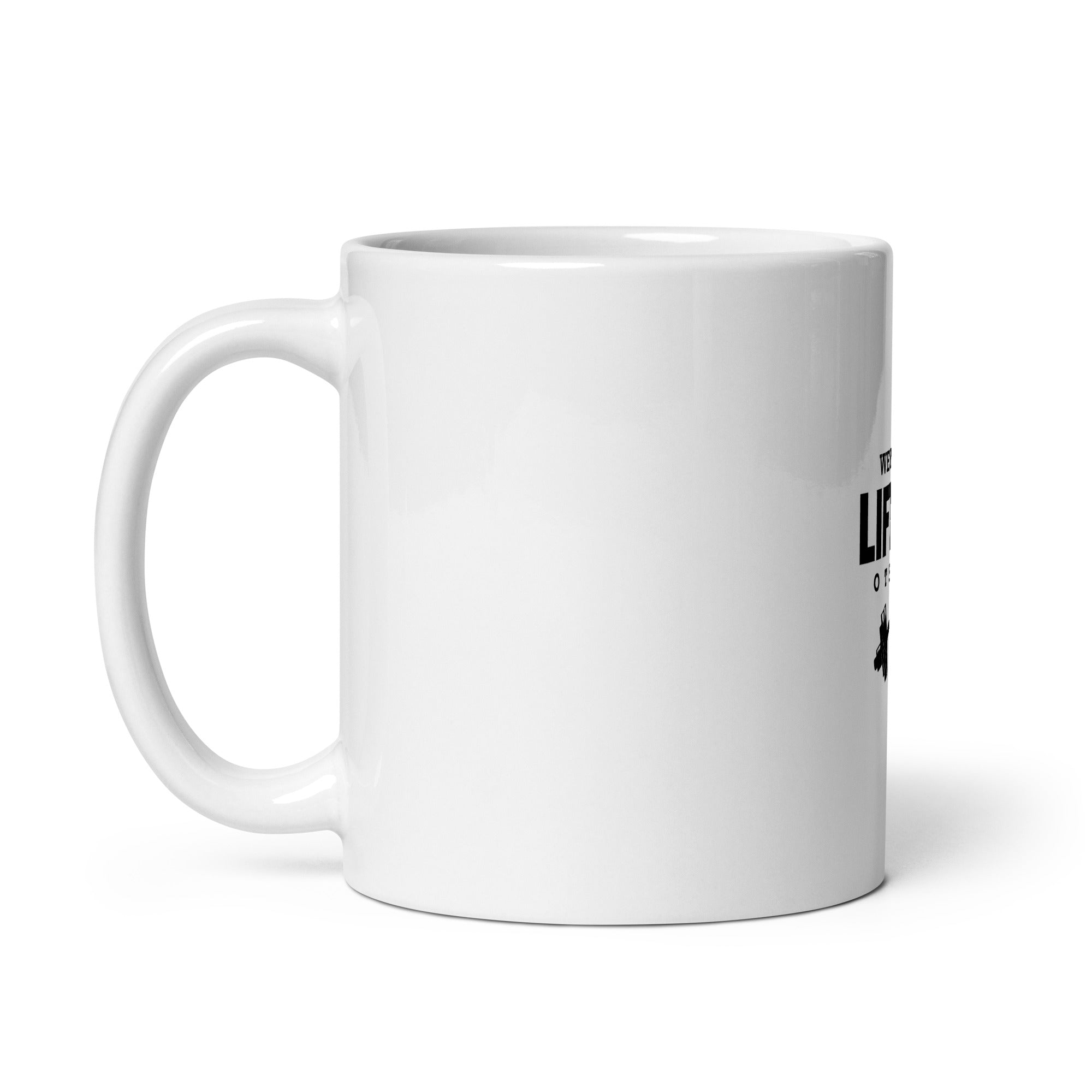 WE RISE BY LIFTING OTHERS - White glossy mug