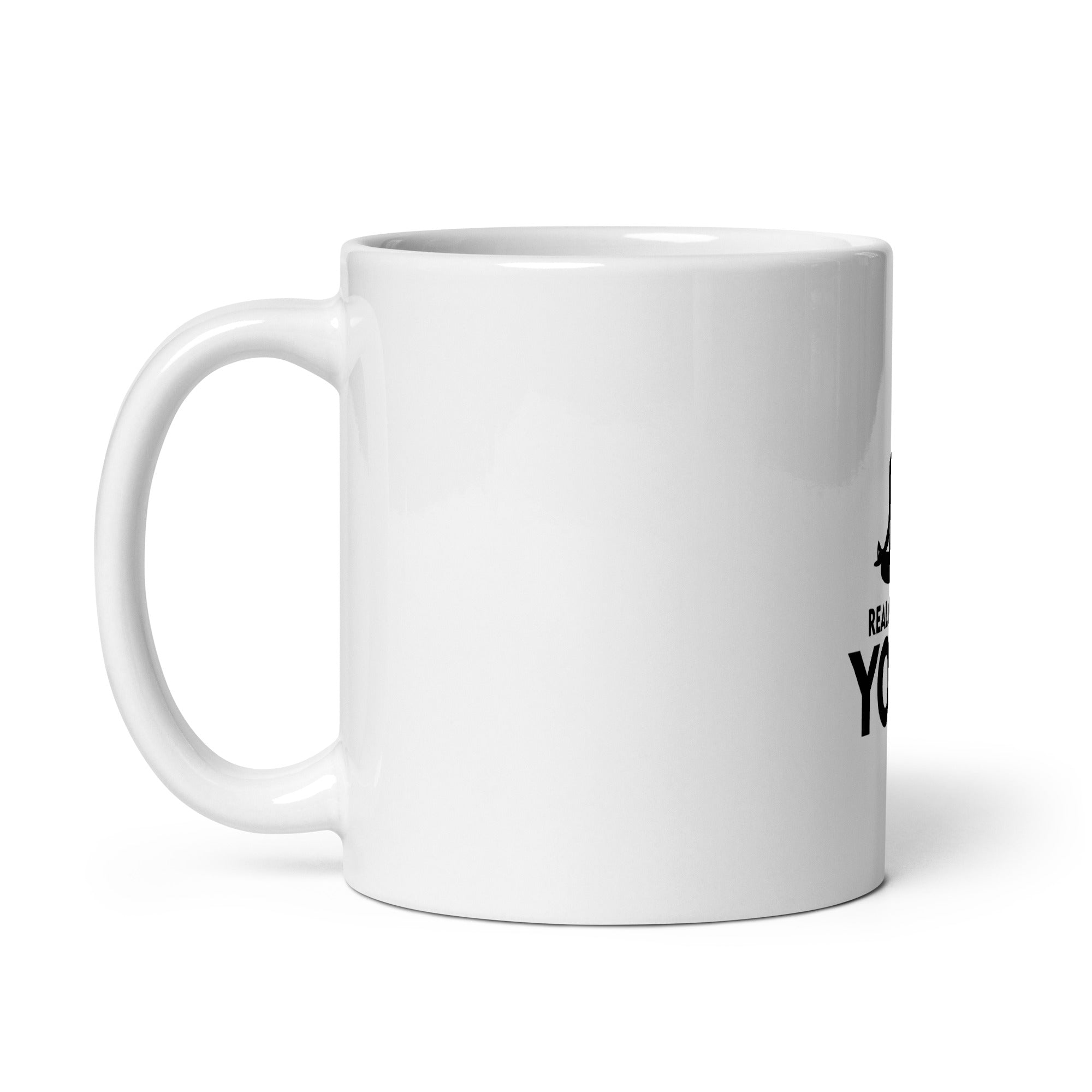 REAL MAN DO YOGA - White glossy mug