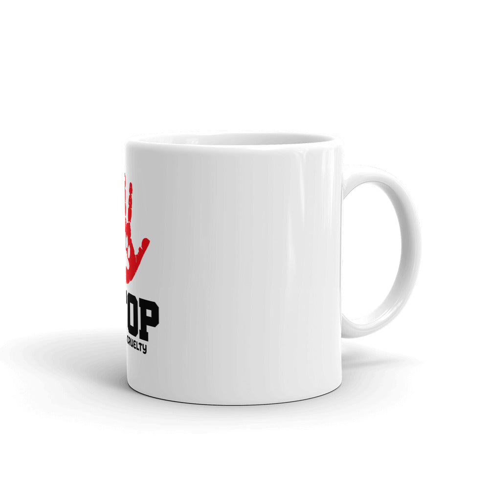 STOP ANIMAL CRUELTY - White glossy mug