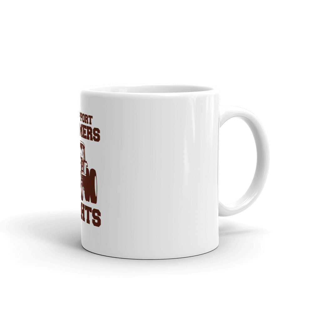 I SUPPORT FARMERS RIGHTS - White glossy mug