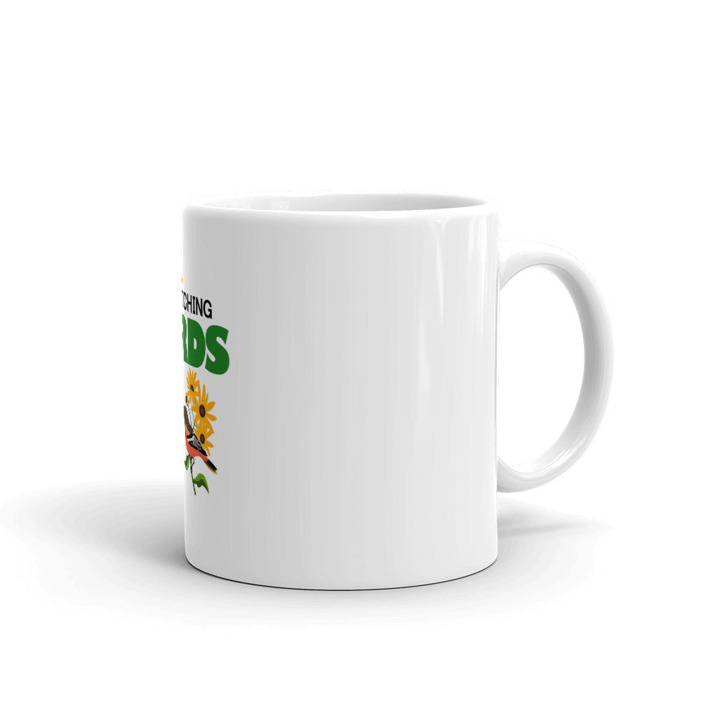 SHHH... I'M WATCHING BIRDS - White glossy mug