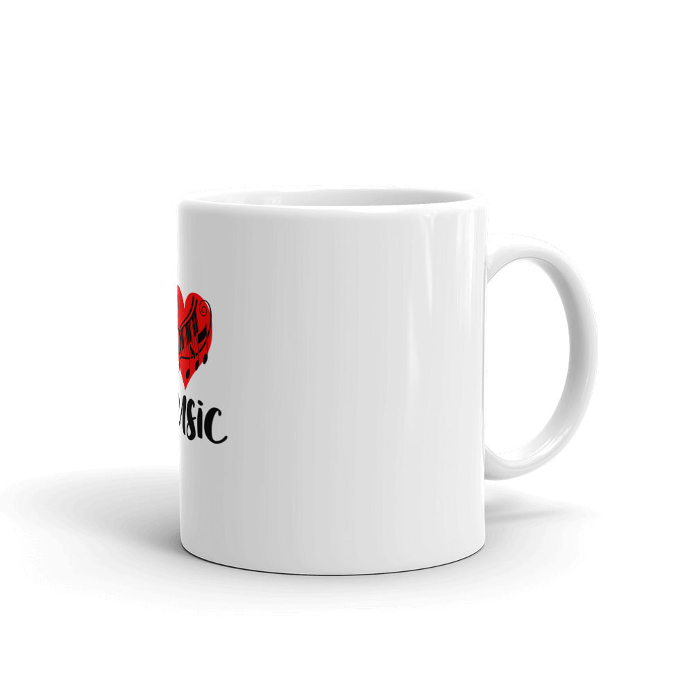 I LOVE MUSIC - White glossy mug