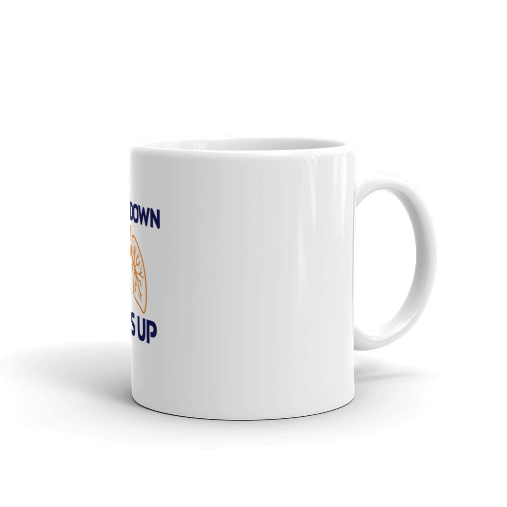 FACE DOWN SATS UP - White glossy mug