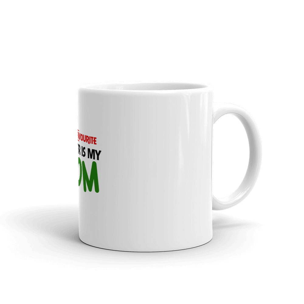 MY FAVOURITE TEACHER IS MOM - White glossy mug