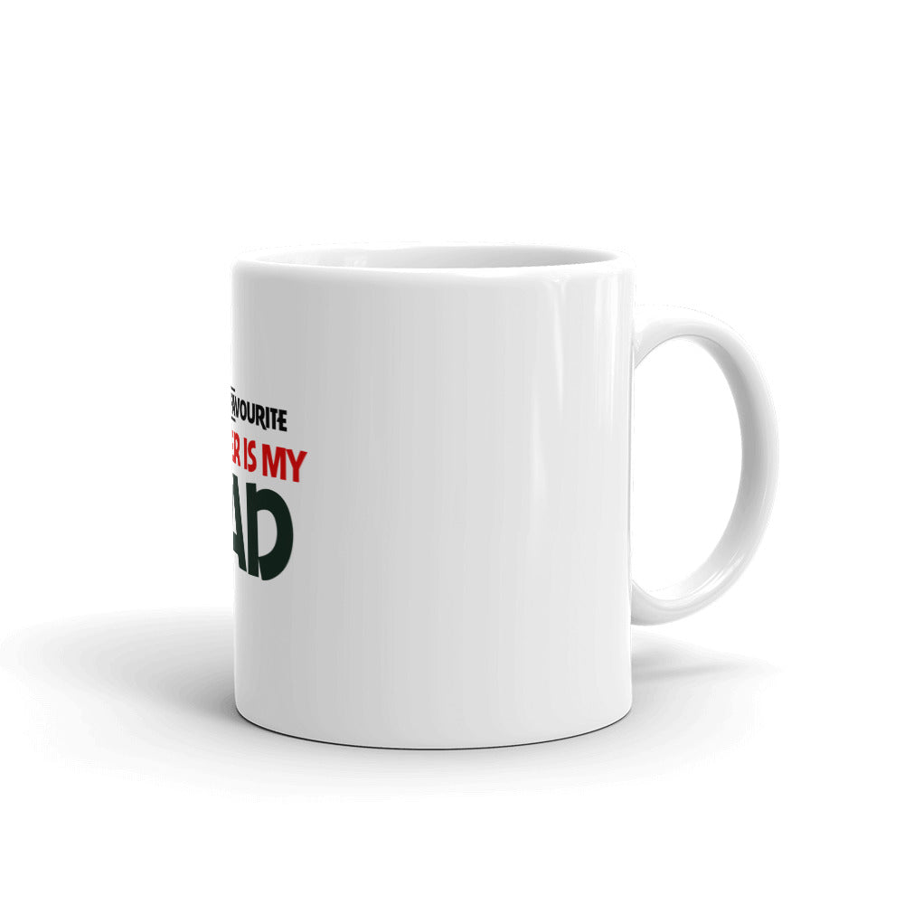 MY FAVOURITE TEACHER IS DAD - White glossy mug