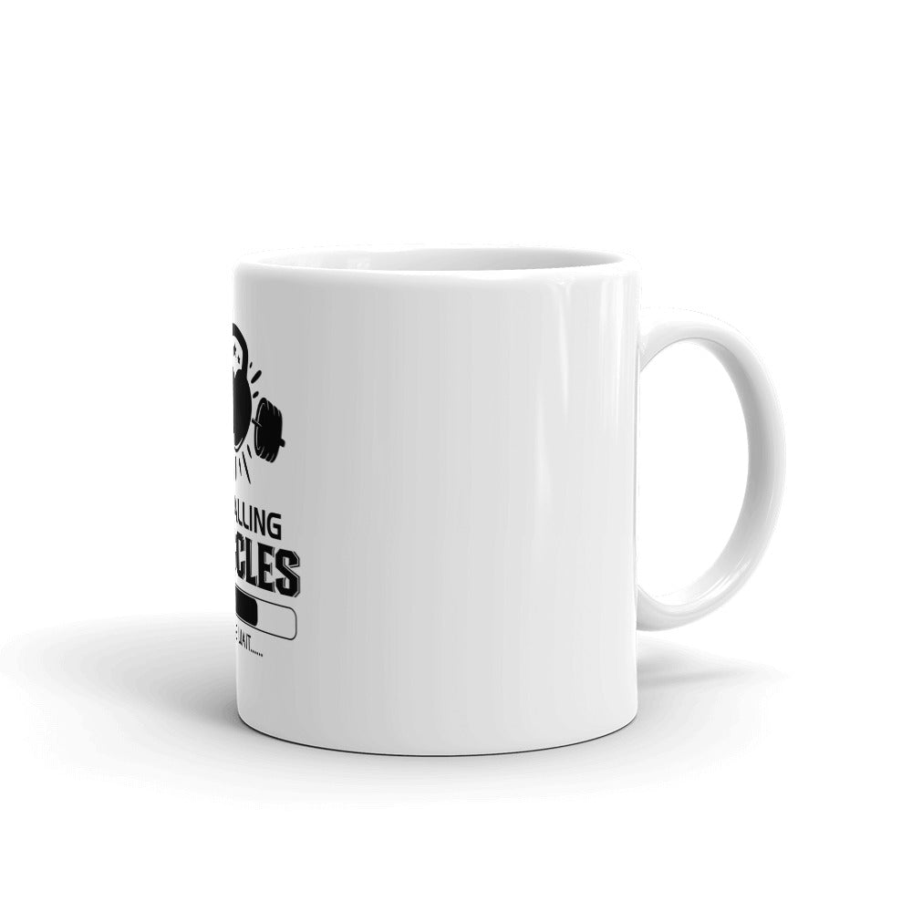 INSTALLING MUSCLES - White glossy mug