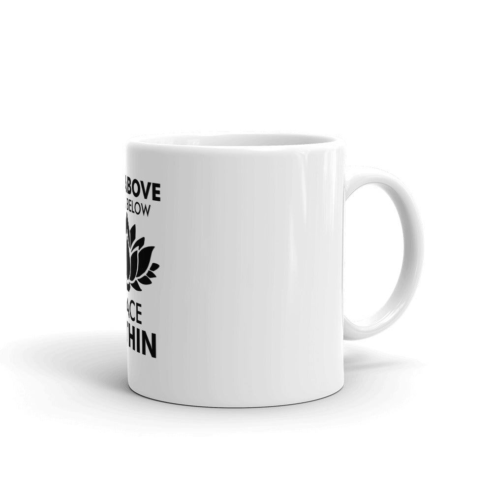 SKY ABOVE EARTH BELOW - White glossy mug