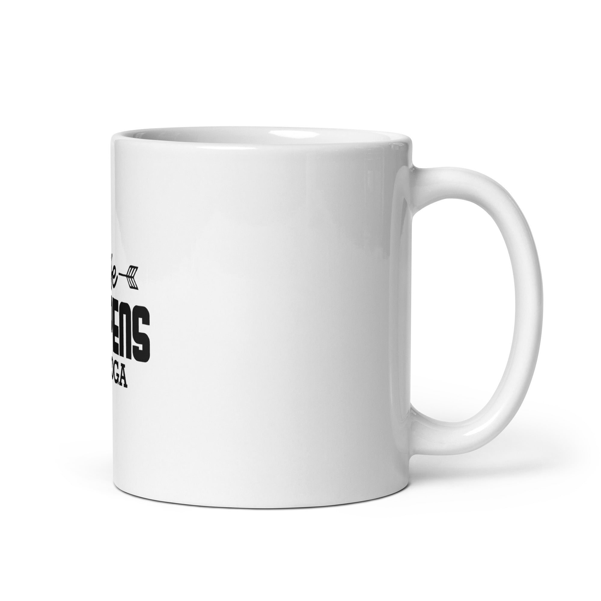 LIFE HAPPENS DO YOGA - White glossy mug