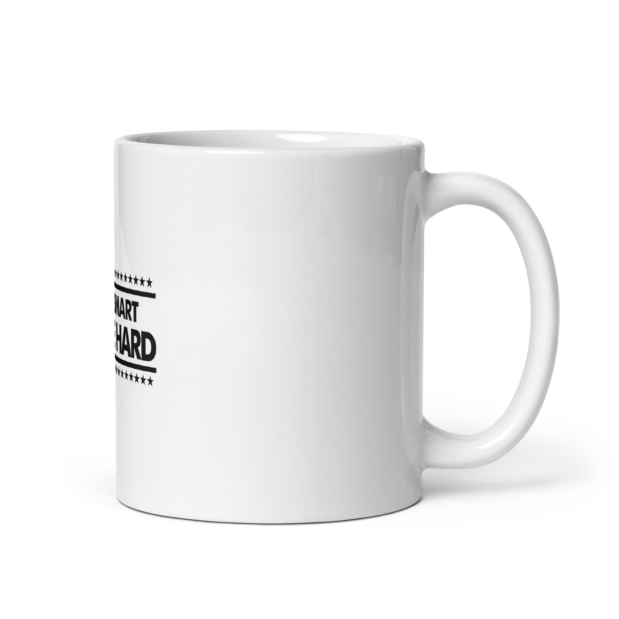 WORK SMART HUSTLE HARD - White glossy mug