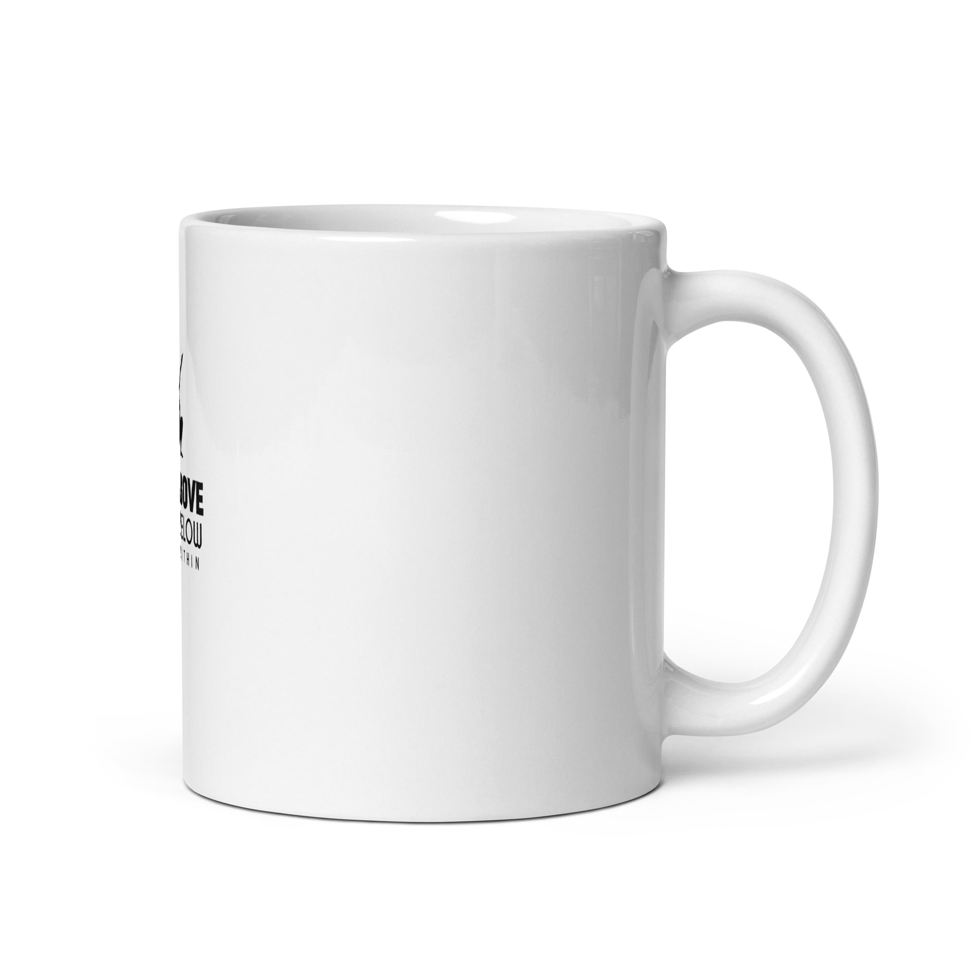 SKY ABOVE EARTH BELOW - White glossy mug