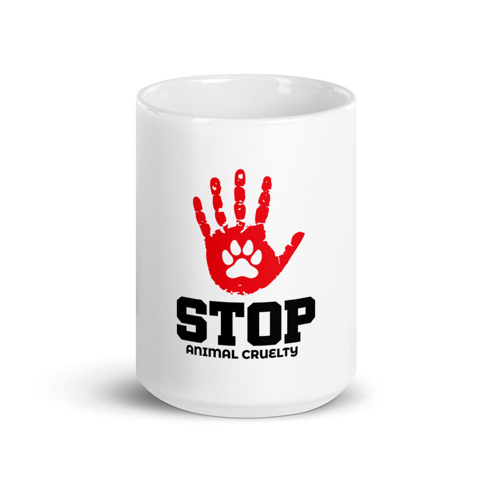 STOP ANIMAL CRUELTY - White glossy mug