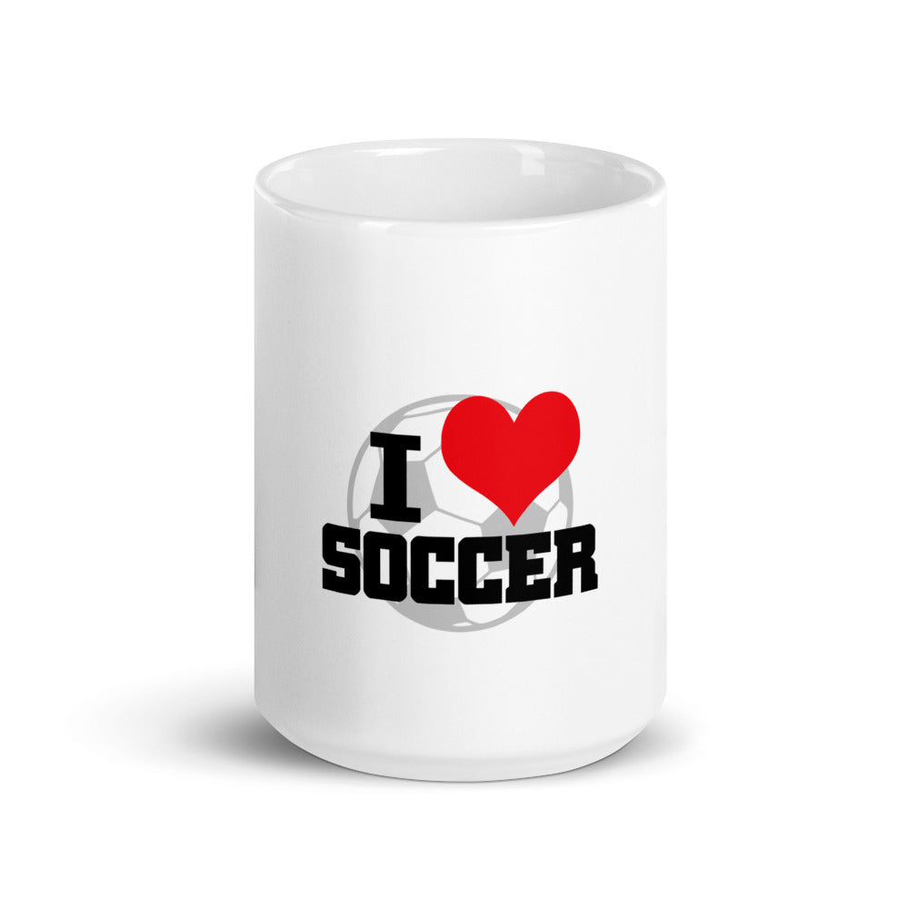 I LOVE SOCCER - White glossy mug